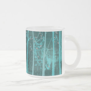 Blaue Grunge-Waldkauzkunst Mattglastasse