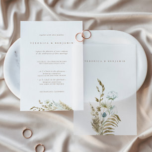 Blaue Grünpflanzen & getrocknete Pampas Hochzeit