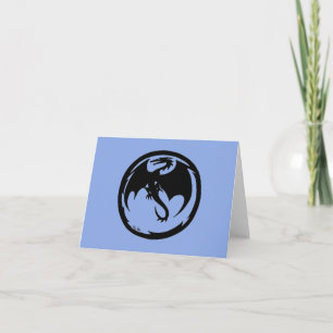 Blaue Grußkarte des schwarzen Drachen (horizontal) Karte