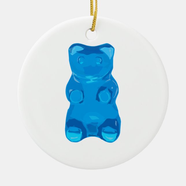 Blaue Gummybear Illustration Keramikornament (Vorne)