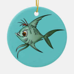 Blaue Guppy-Fische Keramikornament