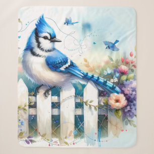 Blaue Häher-Cottage-Garten-Zaun-Szene Sherpadecke