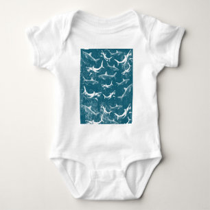 Blaue Haifisch-Pattern mit Distressed-Effekt  Baby Strampler