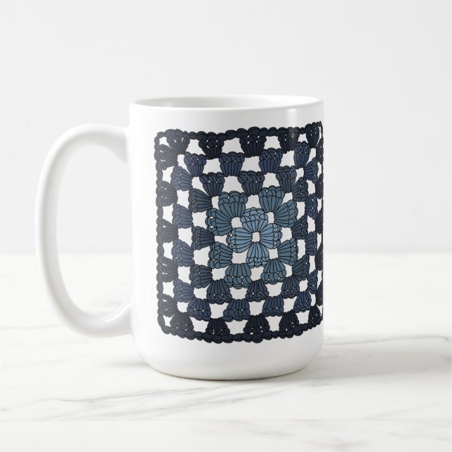 Blaue Häkel-Granny-Square-Kaffeetasse Kaffeetasse (Links)