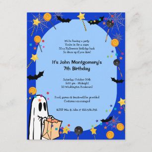 Blaue Halloween-Geburtstags-Kostüm-Party Einladung