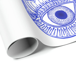 Blaue Hamsa Hand-/Blicks-Verteidigung/Hand von Geschenkpapier