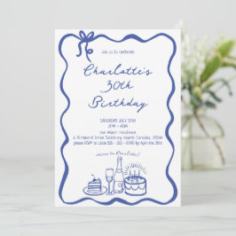 BLAUE Hand Drawn 30. Geburtstagsfeier Einladung