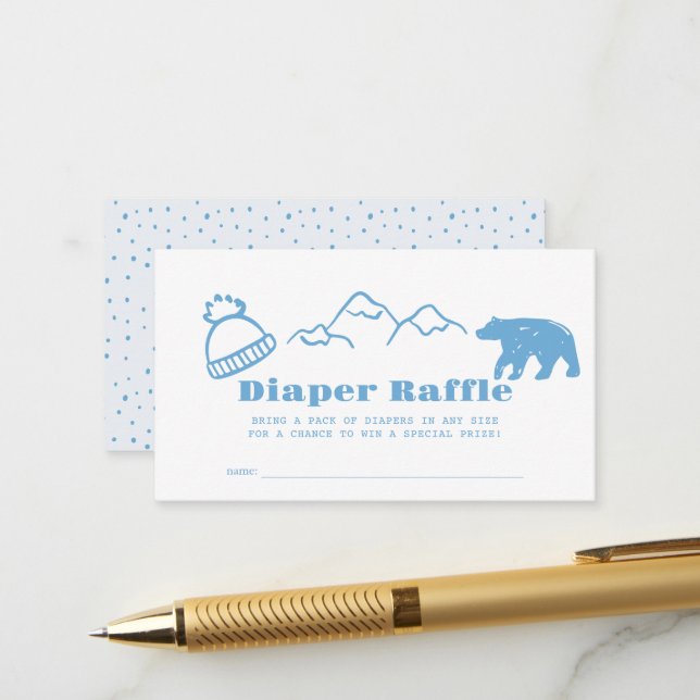 Blaue handgezeichnete Babytücher-Raffle-Tickets fü Begleitkarte (Vorderseite/Rückseite Beispiel)
