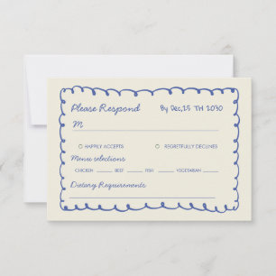 Blaue handgezeichnete fantastische Hochzeit RSVP Karte