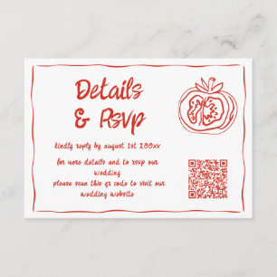Blaue handgezeichnete Hochzeitsdetails und RSVP Begleitkarte