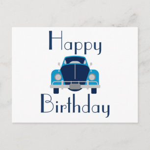 Blaue Happy Birthday Auto Grußkarte Postkarte