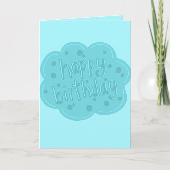Blaue Happy Birthday Karte (Vorderseite)