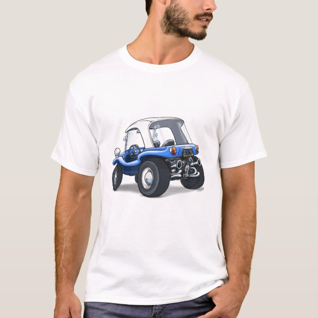 blaue harte Spitzenstrand-Buggy T-Shirt (Vorderseite)