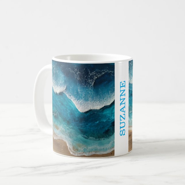 Blaue Harzwellen Strand Kaffeetasse (Vorderseite Links)