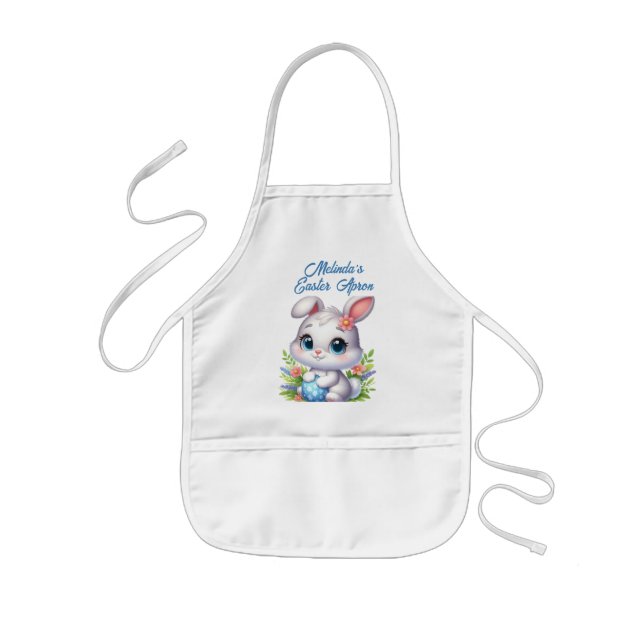 Blaue Hase-Ei Kinderschürze (Vorne)
