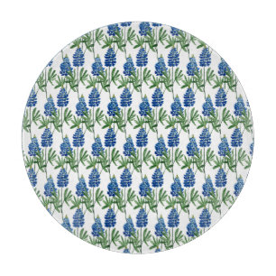 Blaue Haube Texas Wildblumen Aquarellmuster Schneidebrett