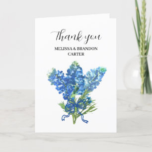 Blaue Hauben Blaue Blumen Texas Hochzeit Danke