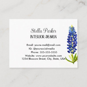 Blaue Hauben Elegante Florale Texas-Geschäftskarte Visitenkarte