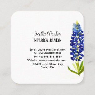 Blaue Hauben Elegante Florale Texas Visitenkarte