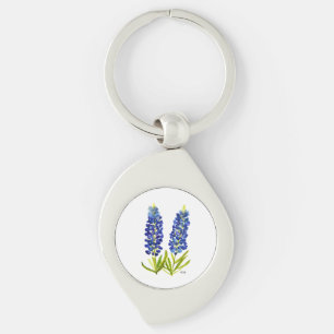 Blaue Hauben, Staatsblumen von Texas, Lupine Aquar Schlüsselanhänger