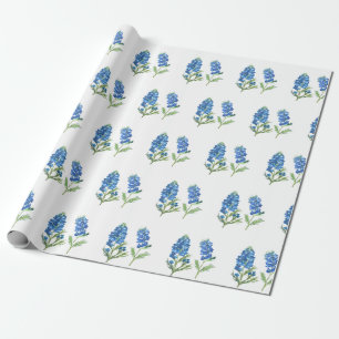 Blaue Hauben Texas Blaue Blumen Aquarell Geschenkpapier