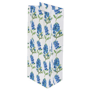 Blaue Hauben Texas Blaue Blumen Aquarell Geschenktüte Für Weinflaschen
