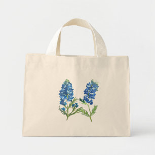 Blaue Hauben Texas Blaue Blumen vintage Aquarell Mini Stoffbeutel