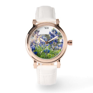 Blaue Hauben Texas-Blume Lupine Blumen Armbanduhr