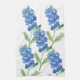 Blaue Hauben Texas State Blumen Lupine Aquarell Geschirrtuch
