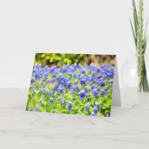 Blaue Haubenblumen in Aquarell-Kunst-Notizkarte Karte