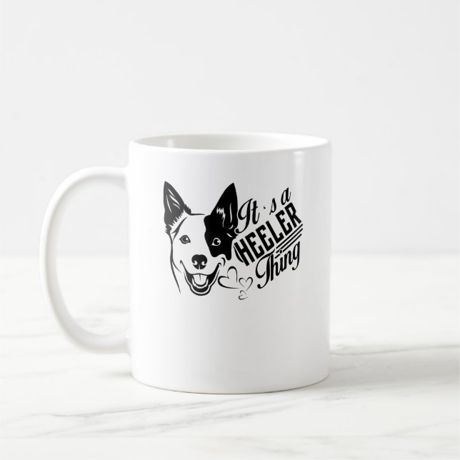 Blaue Heeler Sache-Tasse Kaffeetasse (Links)