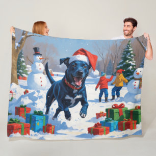 Blaue Heeler Weihnachtsfest Schnee Szene Fleecedecke