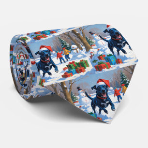 Blaue Heeler Weihnachtsfest Schnee Szene Krawatte