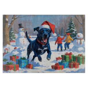 Blaue Heeler Weihnachtsfest Schnee Szene Schneidebrett