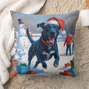 Blaue Heeler-Weihnachtsfest-Schneeszene Kissen