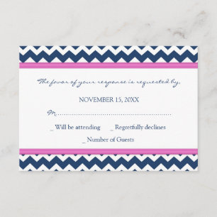 Blaue heißes Rosa Zickzack UAWG Hochzeits-Karte RSVP Karte