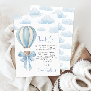 Blaue Heißluftballon-Abenteuer-Baby-Junge-Shower Dankeskarte