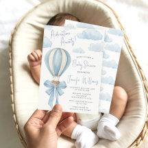 Blaue Heißluftballon-Abenteuer warten auf Baby Sho