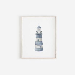 Blaue helle Hütte in Aquarell Poster