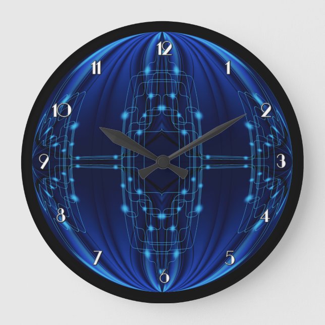 Blaue helle Technologie-Wanduhr Große Wanduhr (Vorderseite)