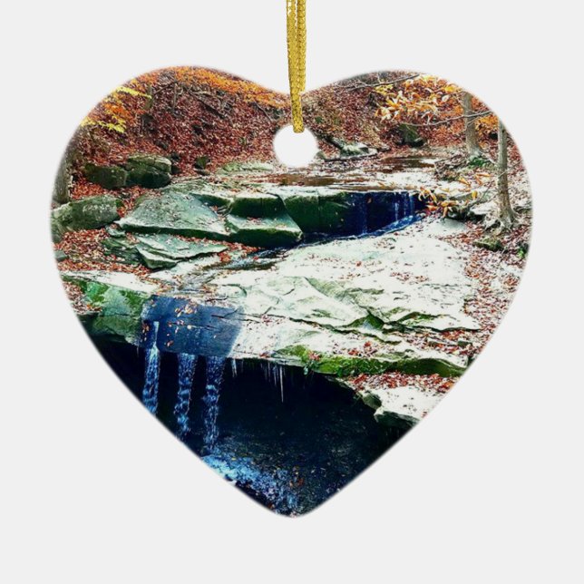 Blaue Henne fällt Cuyahoga Nationalpark Ohio Keramikornament (Vorne)