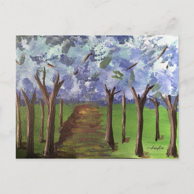 Blaue Herbstwälder Postkarte (Vorderseite)