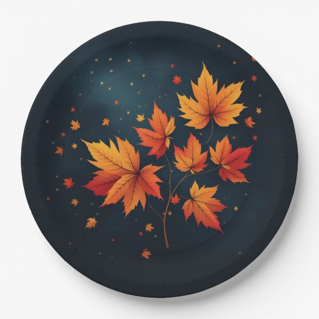 Blaue Herbstwoche - Blätter Pappteller (Vorderseite)