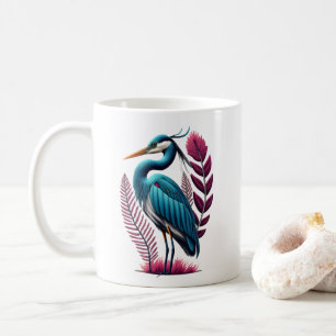 Blaue Herde mit einigen rosa Federn Serene Wildlif Kaffeetasse