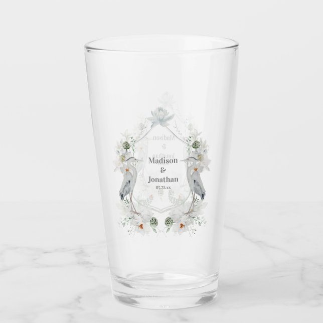 Blaue Herde Wasservögel Weiße Wasserfarben Glas (Vorderseite)