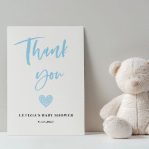 Blaue Herz-Baby-Party Dankeskarte