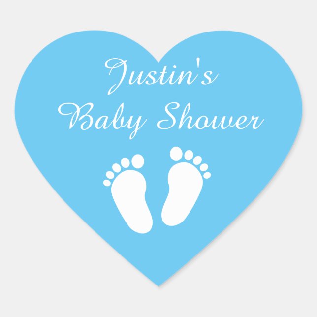 Blaue Herz-Babyabdrücke babyshower Aufkleber (Vorderseite)