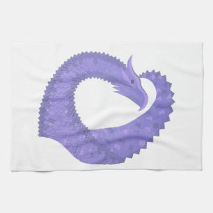 Blaue Herz-Drache auf Weiß Handtuch