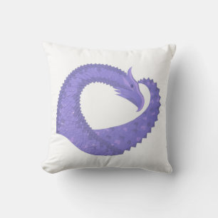 Blaue Herz-Drache auf Weiß Kissen