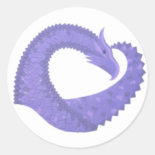 Blaue Herz-Drache auf Weiß Runder Aufkleber